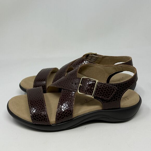 SAS Laguna Weave Henna Sandals Womens 10.5 W Wide Brown Croc Print Strappy - Picture 3 of 14